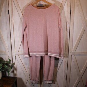 Felina Women's 2 Piece Sleep French Terry Crew Neck and Jogger Pant Set Size M